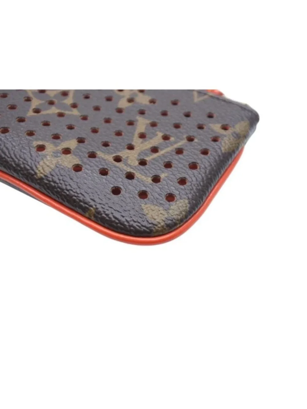 Louis Vuitton Pochette Cles Coin Purse Monogram Perfo Leather Orange